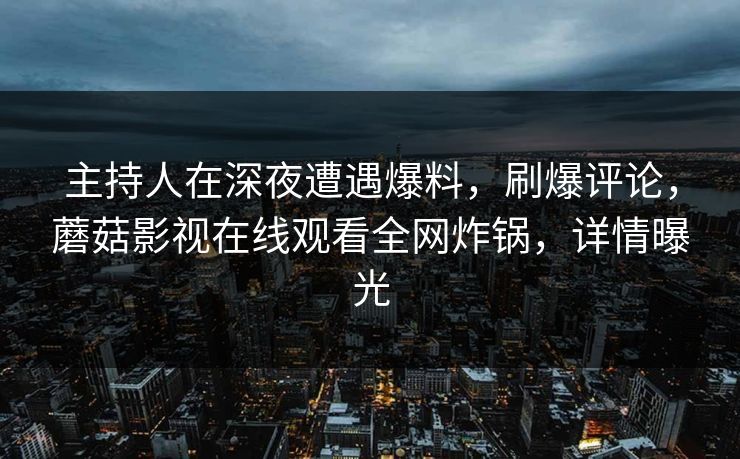 主持人在深夜遭遇爆料，刷爆评论，蘑菇影视在线观看全网炸锅，详情曝光