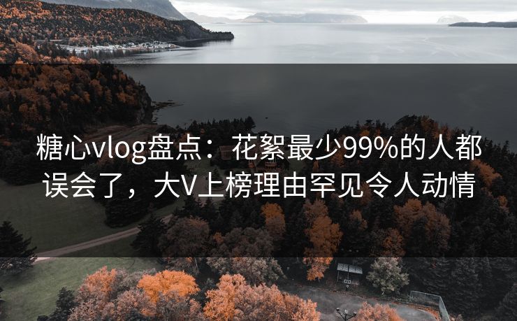 糖心vlog盘点：花絮最少99%的人都误会了，大V上榜理由罕见令人动情