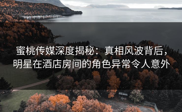 蜜桃传媒深度揭秘：真相风波背后，明星在酒店房间的角色异常令人意外